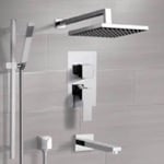 Remer TSR46 Chrome Tub and Shower System with Rain Shower Head and Hand Shower